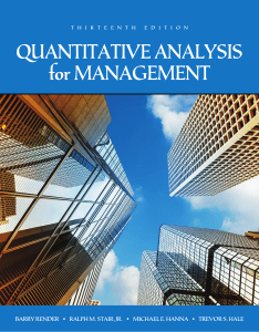 Michael E. Hanna  Ralph M. Stair  Barry Render  Trevor S. Hale - Quantitative analysis for management (2018)