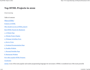 Top HTML Projects in 2022 - Front End Development Great Learning