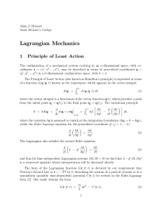 Lagrangian Mechanics: Principle of Least Action