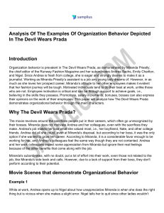 Analysis Of The Examples Of Organization Behavior Depicted In The Devil Wears Pr