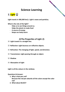 Science notes - light and eye