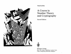 A Course in Number Theory and Cryptography 2 ed - Neal Koblitz