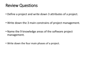 Project management process for a project