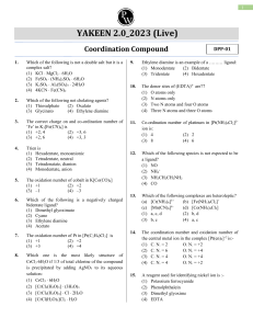 Coordination Compounds   DPP 01(of Lec 02)    (Yakeen 2.0 2023 PW Star)