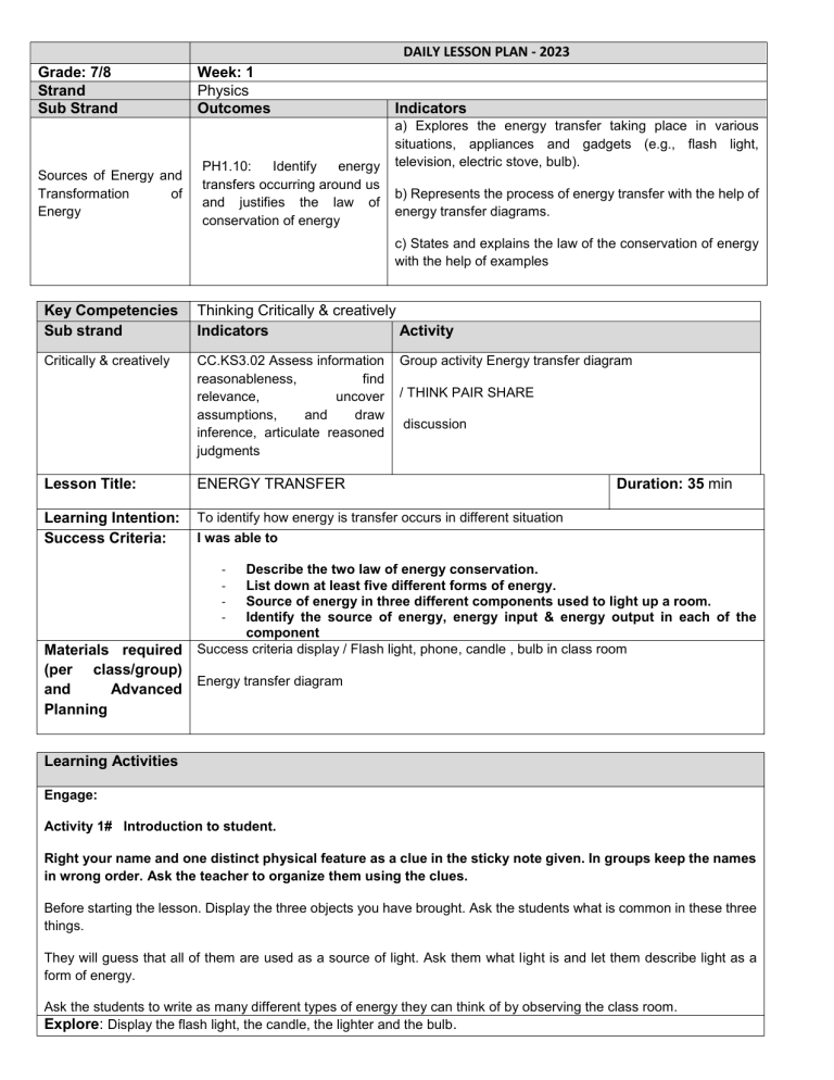 DAILY LESSON PLAN Interview