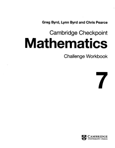Cambridge Checkpoint Maths Year 7-Challenge Workbook 2017