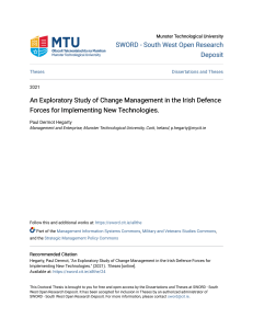 An Exploratory Study of Change Management in the Irish Defence Fo
