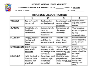 English Reading Aloud Assessment Rubric