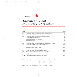 Thermophysical Properties of Matter Appendix