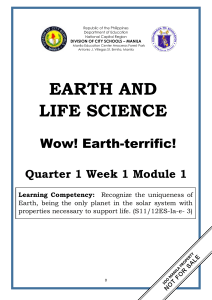 SCIENCE Q1 W1 Mod1 Earth and Life Science (Planet Earth)
