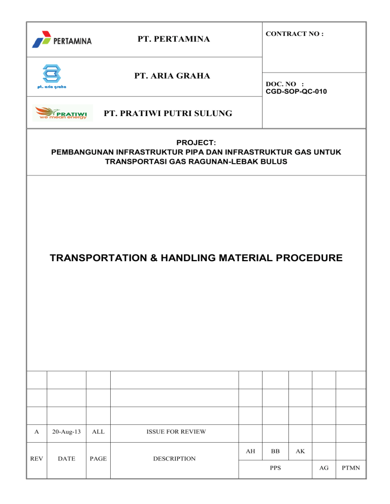 CGD-SOP-QC-010 Transportation & Handling Material Procedure