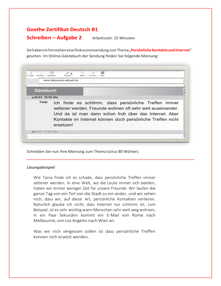 Goethe B1 Schreiben Pers nliche Kontakte Internet