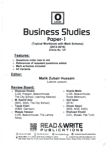 Business Studies - P1 Paper new book