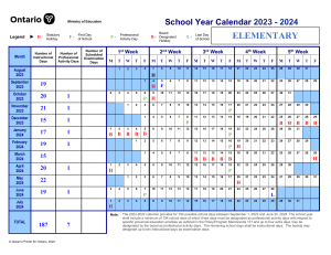School Year Calendar Elementary 2023-2024