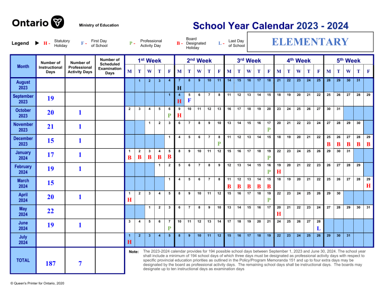 School Year Calendar Elementary 2023 2024