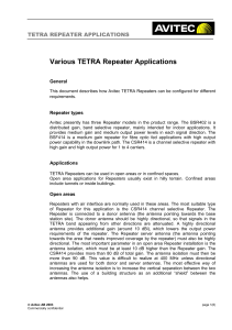TETRA Repeater Applications