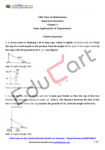 2 marks (Some Applications of Trigonometry)