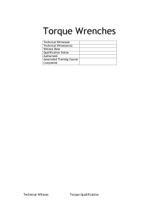 Equipment Qualification Torque Wrenches
