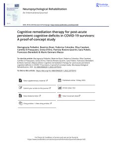Cognitive remediation therapy for post acute persistent cognitive deficits in COVID 19 survivors A proof of concept study