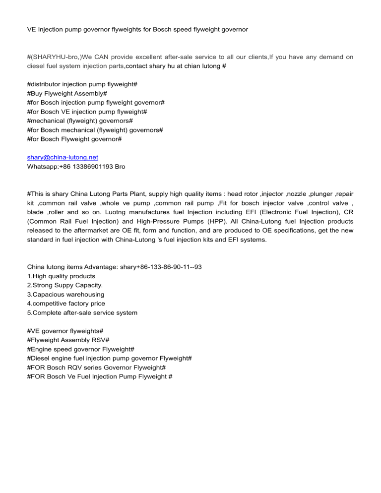 VE Injection pump governor flyweights for Bosch speed flyweight governor