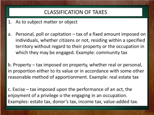CLASSIFICATION OF TAXES