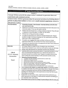 Personal Narrative Alternate Unit