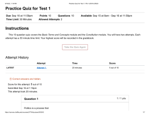 Practice Quiz for Test 1  PS-1-25519-25520