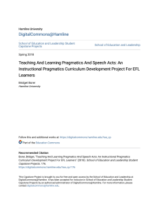 Teaching And Learning Pragmatics And Speech Acts  