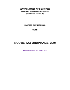 Recommendations for Amendments in Income Tax 