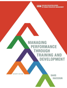 Managing performance through training and development  Saks highlighted