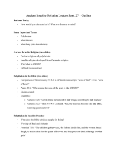 5 - Ancient Israelite Religion Lecture Outline