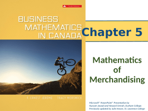 Mathematics of Merchandising: Trade Discounts, Markup, Markdown