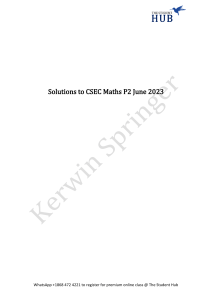 CSEC Maths - Paper 2 - June 2023 - Solutions