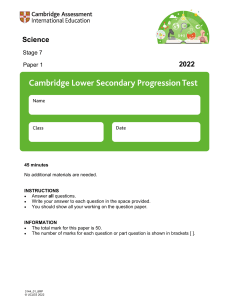 Checkpoint Stage 7 Progression Test Paper 1