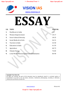 Vision IAS Essay Topics: Healthcare, Women, Social Issues