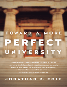 Toward a More Perfect University by Jonathan R. Cole