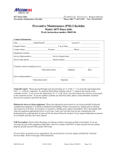 Mizuho Osi 6875 Hana Preventive Maintenance Checklist
