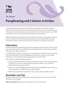 paraphrasing-citation-activities and answers