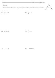 Warm-up Solving Equations