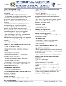 Practical Research 2 Reviewer: Types, Variables, Measurement