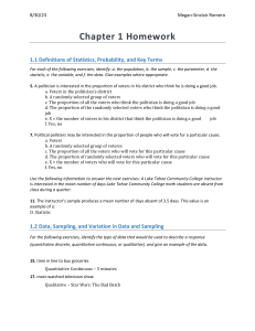 Introductory Business Statistics homework - Chapter 1 - grade 100%