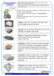 Characteristics of Rocks Worksheet for Year 3 Science