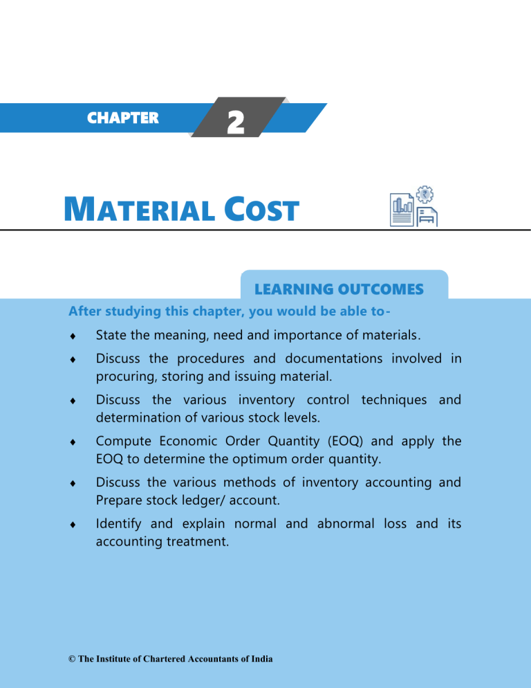 material cost in business plan