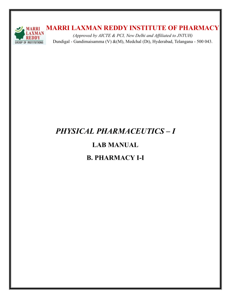 PHARMACEUTICS-I-LAB-MANUAL