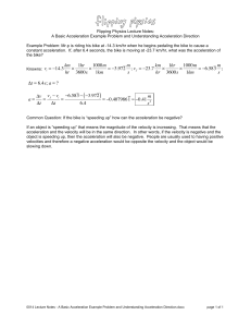 Acceleration Example Problem: Physics Lecture Notes