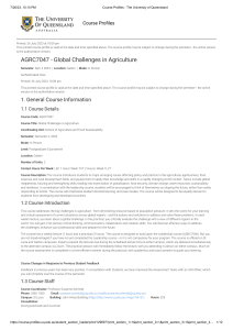 Course Profiles - The University of Queensland Global Challenge Agriculture