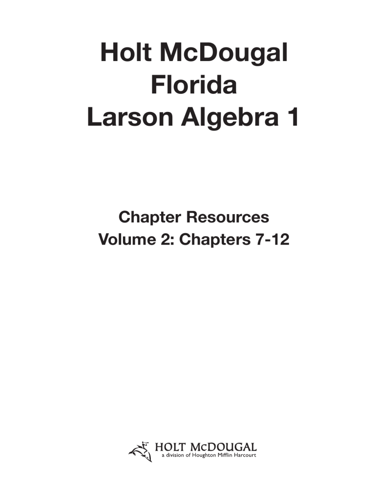 Holt McDougal Florida Larson Algebra 1 PDF 