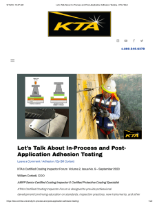 Let’s Talk About In-Process and Post-Application Adhesion Testing - KTA-Tator
