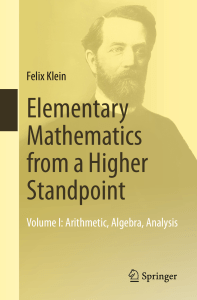 Elementary Mathematics from a  - Klein, Felix & Schubring, Gert 6600