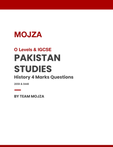 Mojza Pakistan studies 4-mark questions (History) notes